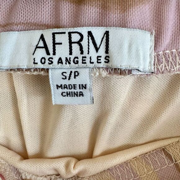 AFRM pink Mesh Matching set marble swirl skirt long sleeve top S - Picture 4 of 5